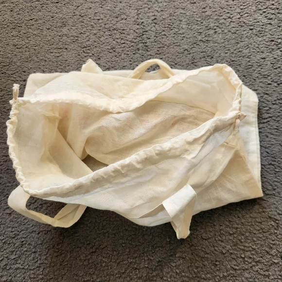 JOHNNY WAS Tote Cream Double Handle Draw String Cotton Shopping - Picture 4 of 8